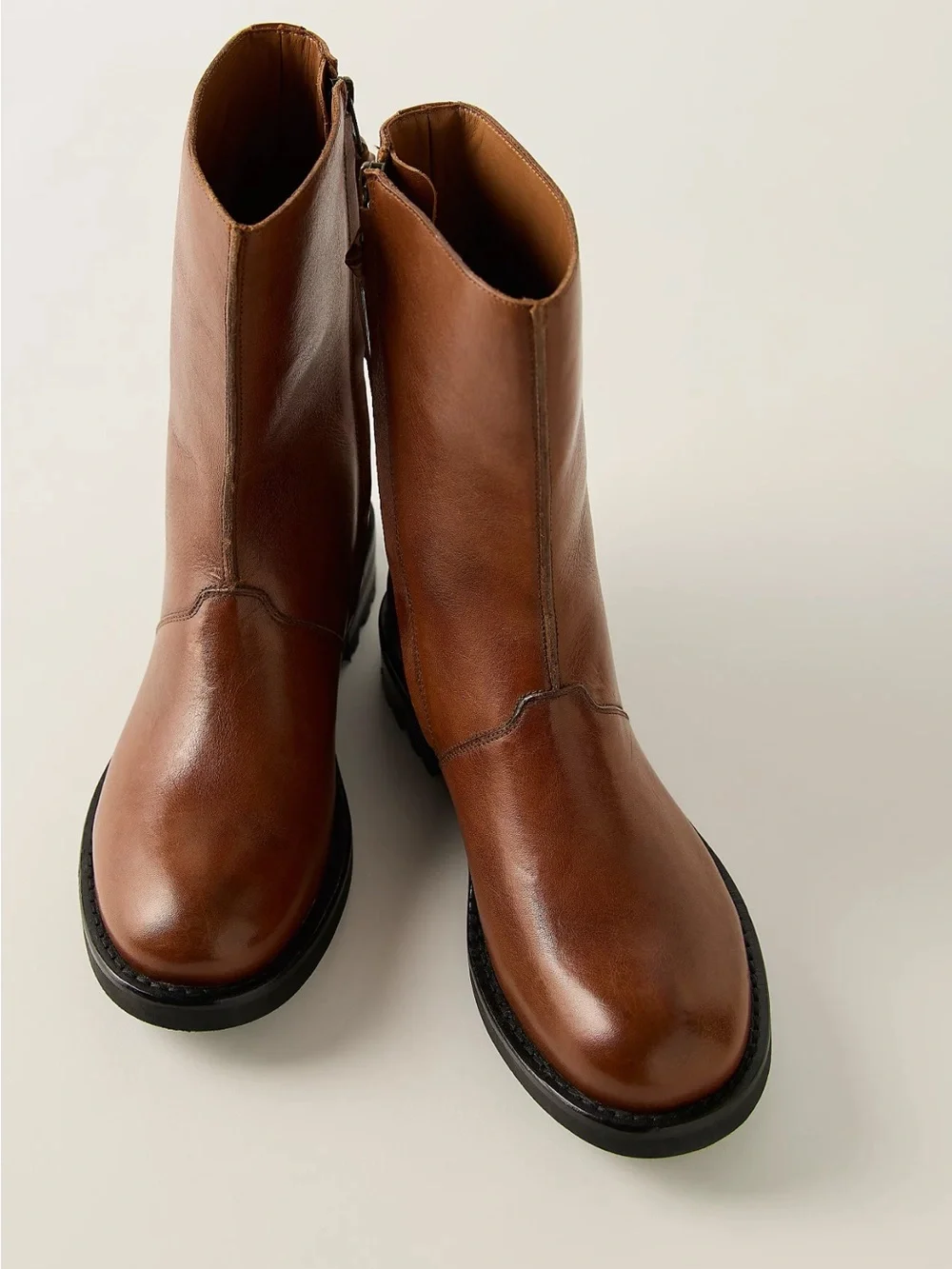 NIB Free people Bailey Brown Leather Mid-Calf Boots